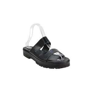 Tamara Mellon Womens Embossed Slip On Sandals Shoes Black Size 7
